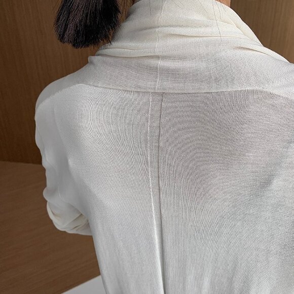 CHICJOC Women The Row-Style Jersey Silk-Cotton Knit Cardigan – Size 36 - Picture 3 of 13